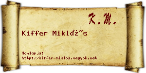 Kiffer Miklós névjegykártya